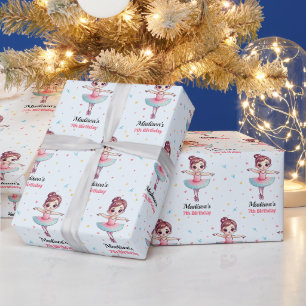 Personalized Ballerina Ballet Name Birthday Wrapping Paper