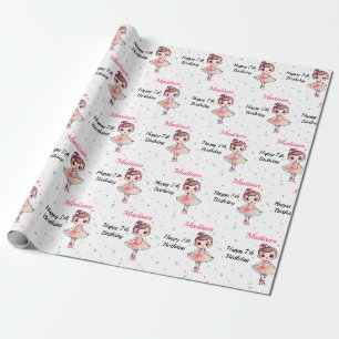 Personalized Ballerina Ballet Name Birthday Wrapping Paper