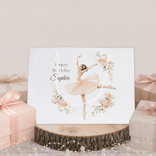Personalized Ballerina Birthday Blush Floral  Large Gift Bag