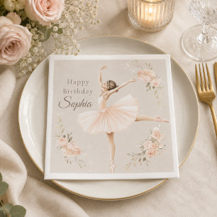 Personalized Ballerina Birthday Blush Floral Napkins