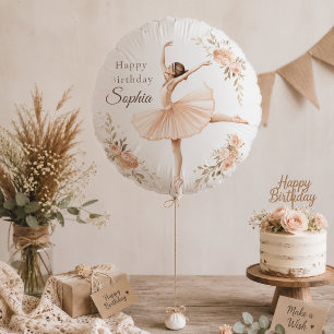 Personalized Ballerina Birthday Blush Floral Party Balloon