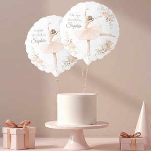 Personalized Ballerina Birthday Blush Floral Party Balloon