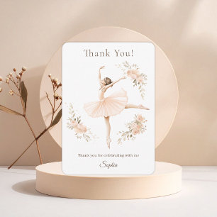 Personalized Ballerina Birthday Blush Floral Thank You Card