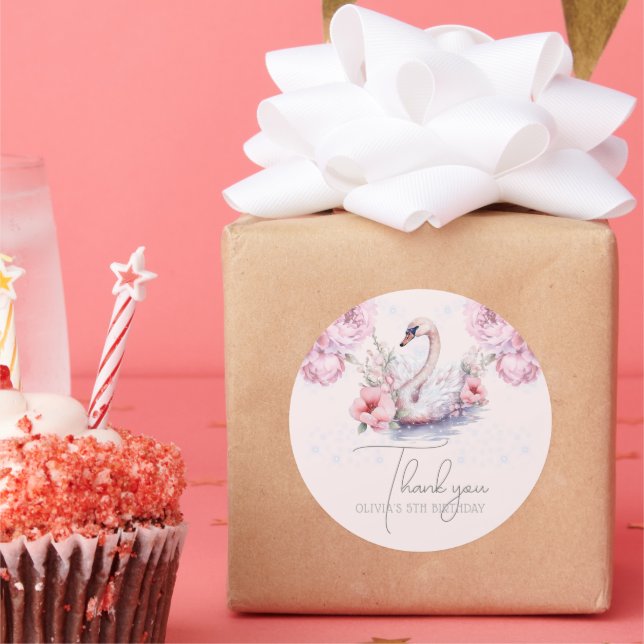 Personalized Ballerina Birthday Glitter  Classic Round Sticker (Party)