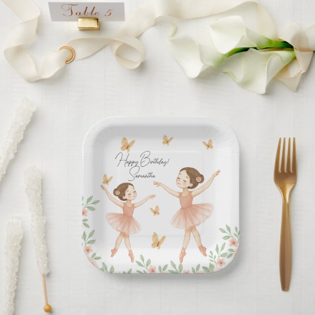 Personalized Ballerina Birthday Party Paper Plate (Wedding)