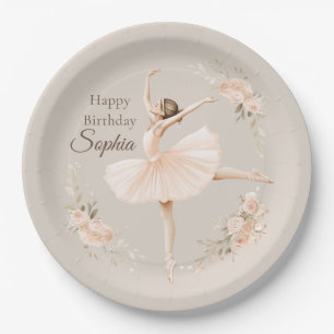 Personalized Ballerina Birthday Plate Blush Floral
