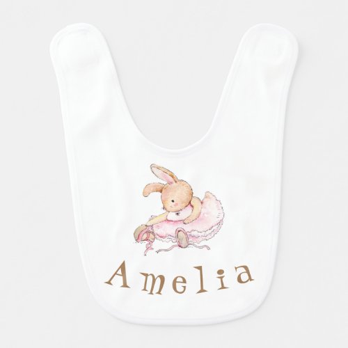 Personalized Ballerina Bunny Bib for Baby Girls