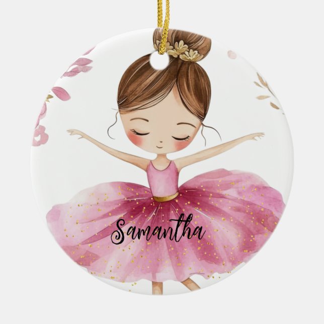 Personalized Ballerina Ceramic Ornament (Front)