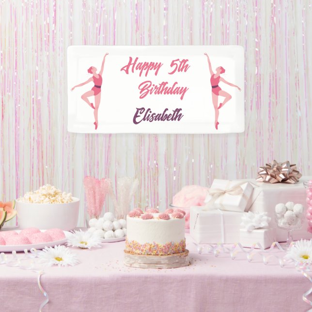 Personalized Ballerina Dance Happy Birthday Banner (Party)