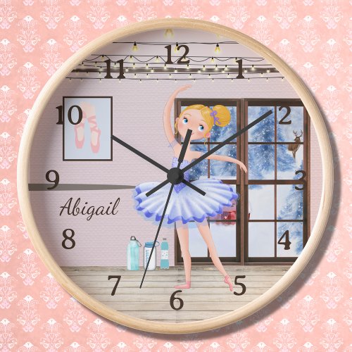 Personalized Ballerina Dance Studio Winter Ballet Clock