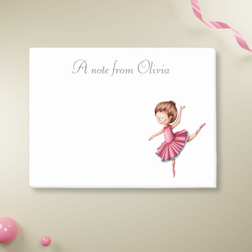 Personalized Ballerina Dancing in Pink Dress Post_it Notes