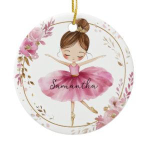 Personalized Ballerina Girl Ceramic Ornament