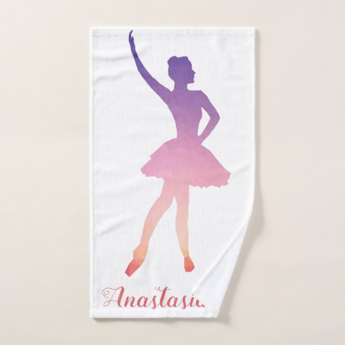 Personalized ballerina in modern geometric design  hand towel 