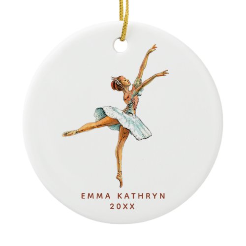 Personalized Ballerina Little Girl Sugarplum Fairy Ceramic Ornament