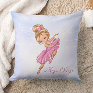 Personalized Ballerina Pink, Purple Pretty Ballet Throw Pillow