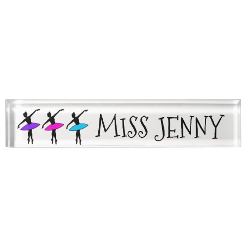 Personalized Ballerina Pointe Ballet Dance Teacher Desk Name Plate