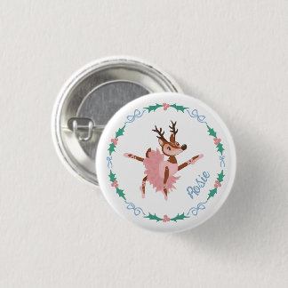 Personalized Ballerina Reindeer and Bows Christmas Button