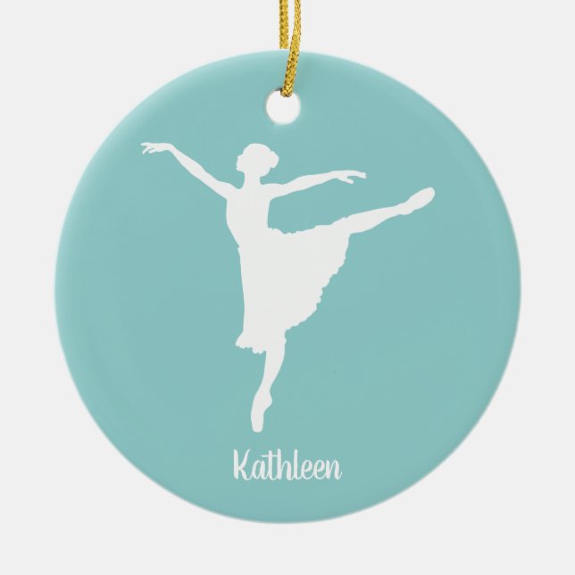 Personalized Ballerina Silhouette Ceramic Ornament (Front)