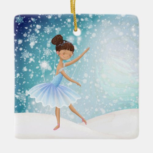 Personalized Ballerina Winter Snow Holiday Ballet Ceramic Ornament