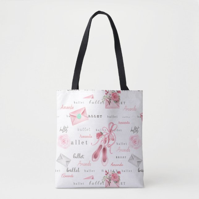 Personalized Ballet Ballerina Gift Pretty pink Tote Bag (Front)