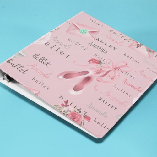 Personalized Ballet Ballerina Pretty 3 Ring Binder