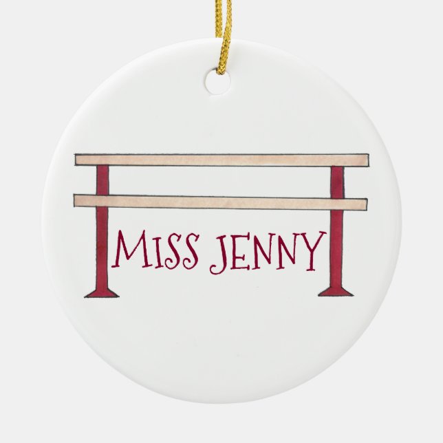 Personalized Ballet Barre Ballerina Dance Teacher Ceramic Ornament (Front)