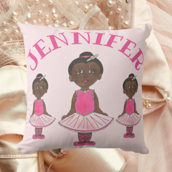 Personalized Ballet Bedroom Pink Tutu Girl Dancer Throw Pillow by rebeccaheartsny at Zazzle