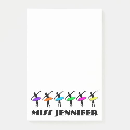 Personalized Ballet Dance Teacher Ballerina Pointe Post_it Notes