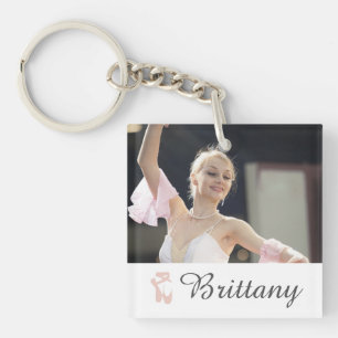 Personalized Ballet Photo Ballerina Name Slippers Keychain