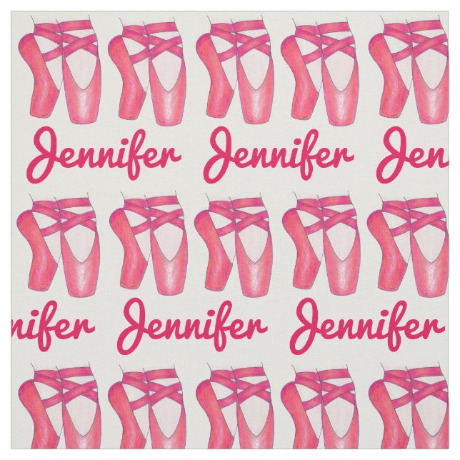 Personalized Ballet Pink Pointe Toe Shoes Dance Fabric (Swatch)