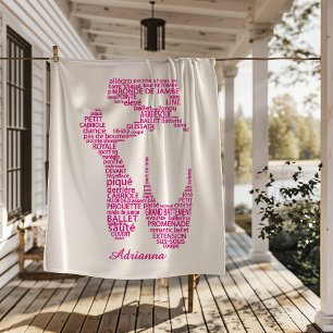 Personalized Ballet Shoe Typography Fleece Blanket