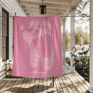 Personalized Ballet Shoe Typography Fleece Blanket