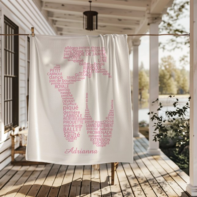 Personalized Ballet Shoe Typography  Fleece Blanket (Creator Uploaded)