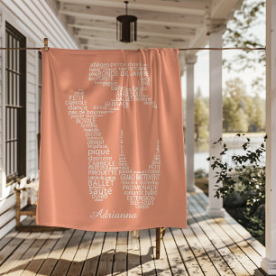 Personalized Ballet Shoe Typography  Fleece Blanket