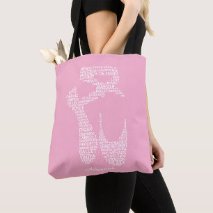 Personalized Ballet Shoe Typography  Tote Bag