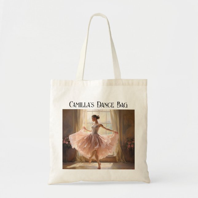Personalized Ballet Shoes Dance Tote Bag (Front)