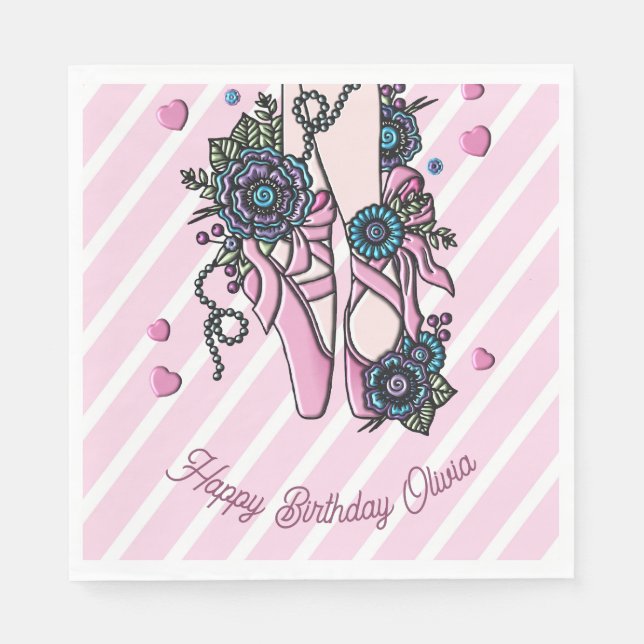 Personalized Ballet Shoes Napkins (Front)