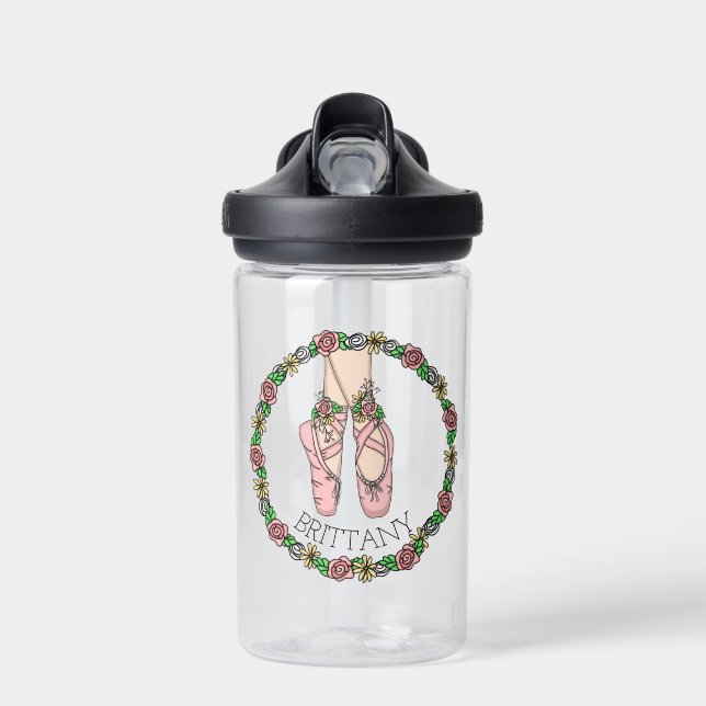 Personalized Ballet Shoes  Water Bottle (Front)
