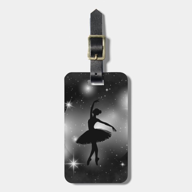 Personalized Ballet Silhouette Luggage Tag (Front Vertical)