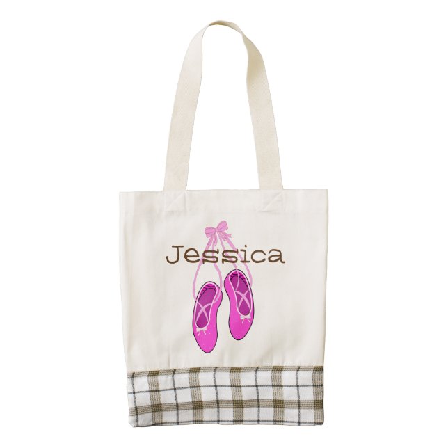 Personalized Ballet Slipper Dance Live Love Dance Zazzle HEART Tote Bag (Front)