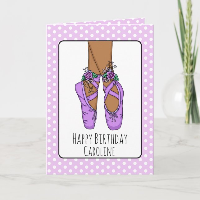 Personalized Ballet Slippers Ballerina Birthday Ca Card (Front)