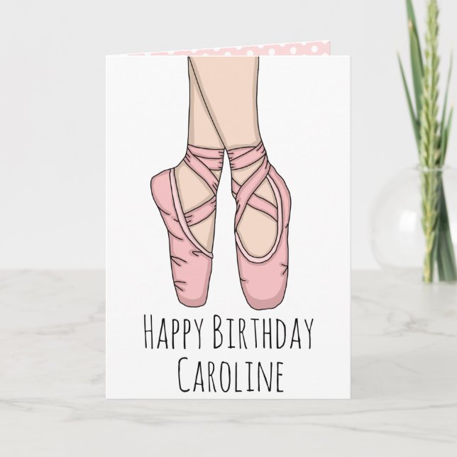 Personalized Ballet Slippers Ballerina Birthday Card (Front)