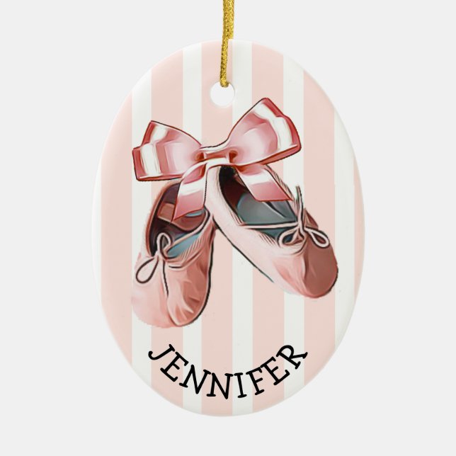 Personalized Ballet Slippers Christmas Ornament (Front)
