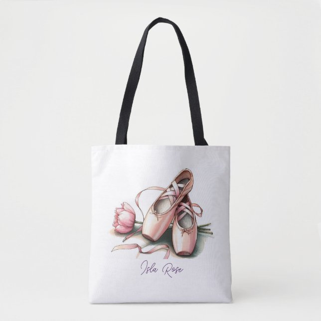Personalized Ballet Slippers Tote Bag (Front)