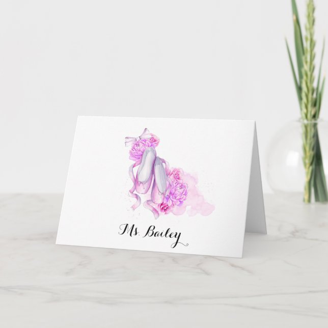 Personalized Ballet Teacher Watercolor Card (Front)