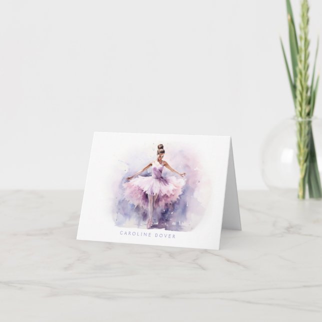 Personalized Ballet Thank You Note Card Stationery (Front)