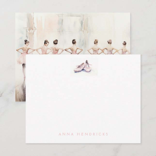 Personalized Ballet Thank You Note Card Stationery (Front/Back)