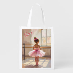 Personalized Ballet themed Ballerina in Pink Grocery Bag