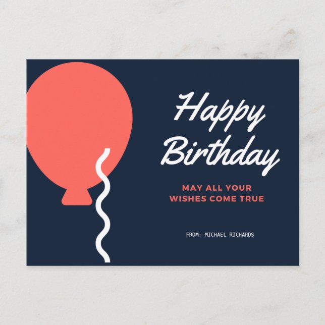 Personalized - Balloon Birthday Postcard (Front)