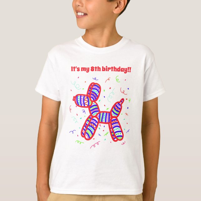 Personalized Balloon Dog Party Boys' T-Shirt (Front)